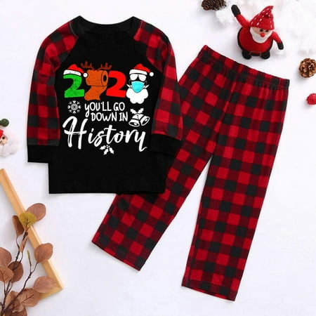 

Jialili Christmas Children Kids Print Blouse Tops And Pants Xmas Family Clothes Pajama Black Y3