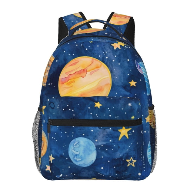 Disketp Planets And Stars1 Mochila Estampada para Hombre y Mujer – Mochila Ligera Clásica con Múltiples Bolsillos para Universidad, Trabajo y Viajes-One Size