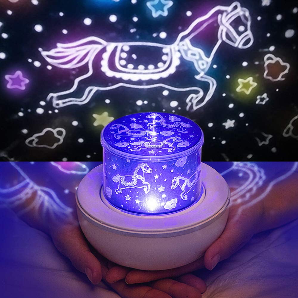 Fordawn Night Light Multi Function Fantasy Romantic Star Projector Rotating Lights 6 Patterned Film Dimmable Listening To Music Bedroom Birthday