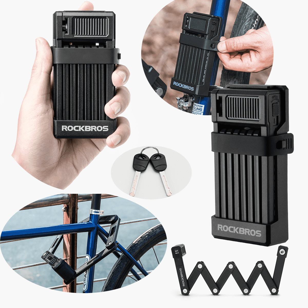 ROCKBROS Bicycle Folding Lock Bike Motorcycle Portable Lightweight Locks
