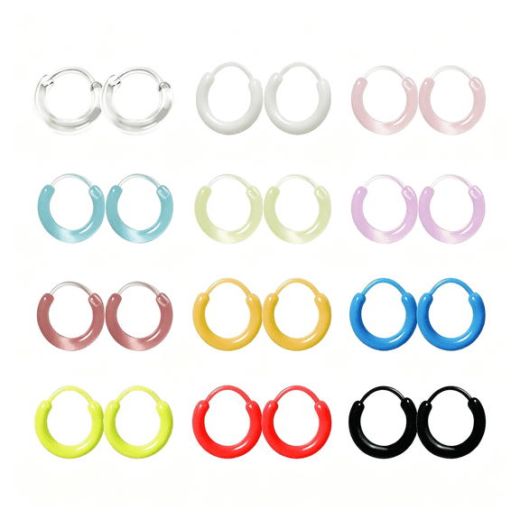 DESIGNICE 12 Pairs Plastic Hoop Earrings for Sensitive Ears Clear Hoops for Women,Invisible Clear Earrings