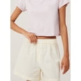 thumbnail image 6 of Yunliwuli Women's Summer Stripe Print Shorts Elastic Waist Button Decor Loose Short Pants with Back Pocket, 6 of 8