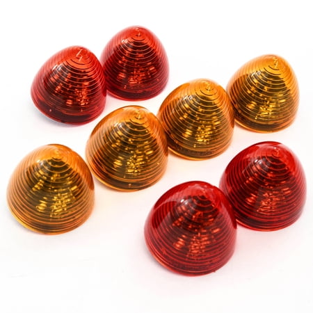 Red Hound Auto 8 Red LED 2 inches Marker Beehive Cone Lights Trailer 4 Red 4 Amber New