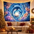 thumbnail image 3 of Dolphins Swimming Through Blue Floral Waves, Dreamy Coastal Style for Ocean Lovers, Dolphin Wall Art, Housewarming Gift, Tapestry Wall Hanging for Bedroom and Living Room, 3 of 7