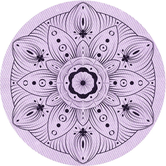 Ahgly Company Indoor Round Patterned Rich Lilac Purple Area Rugs, 4' Round
