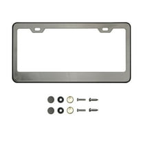 KA Depot Black Smoke Titaninum Gun Metal Chrome License Plate Frame T304 Stainless Steel   Metal Screw Caps