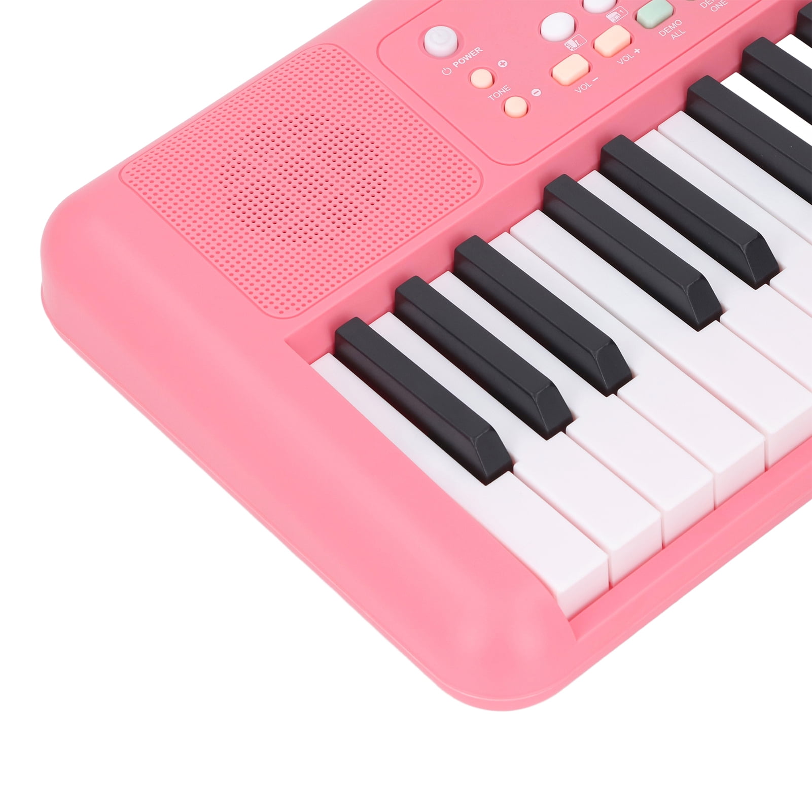 YAHHU 32 Key Portable Electronic Keyboard with Microphone 16 Tones 10 Rhythms Dual Speakers Battery/USB Powered for Kids Beginners Strawberry Red (17.32 inches / 44 cm)