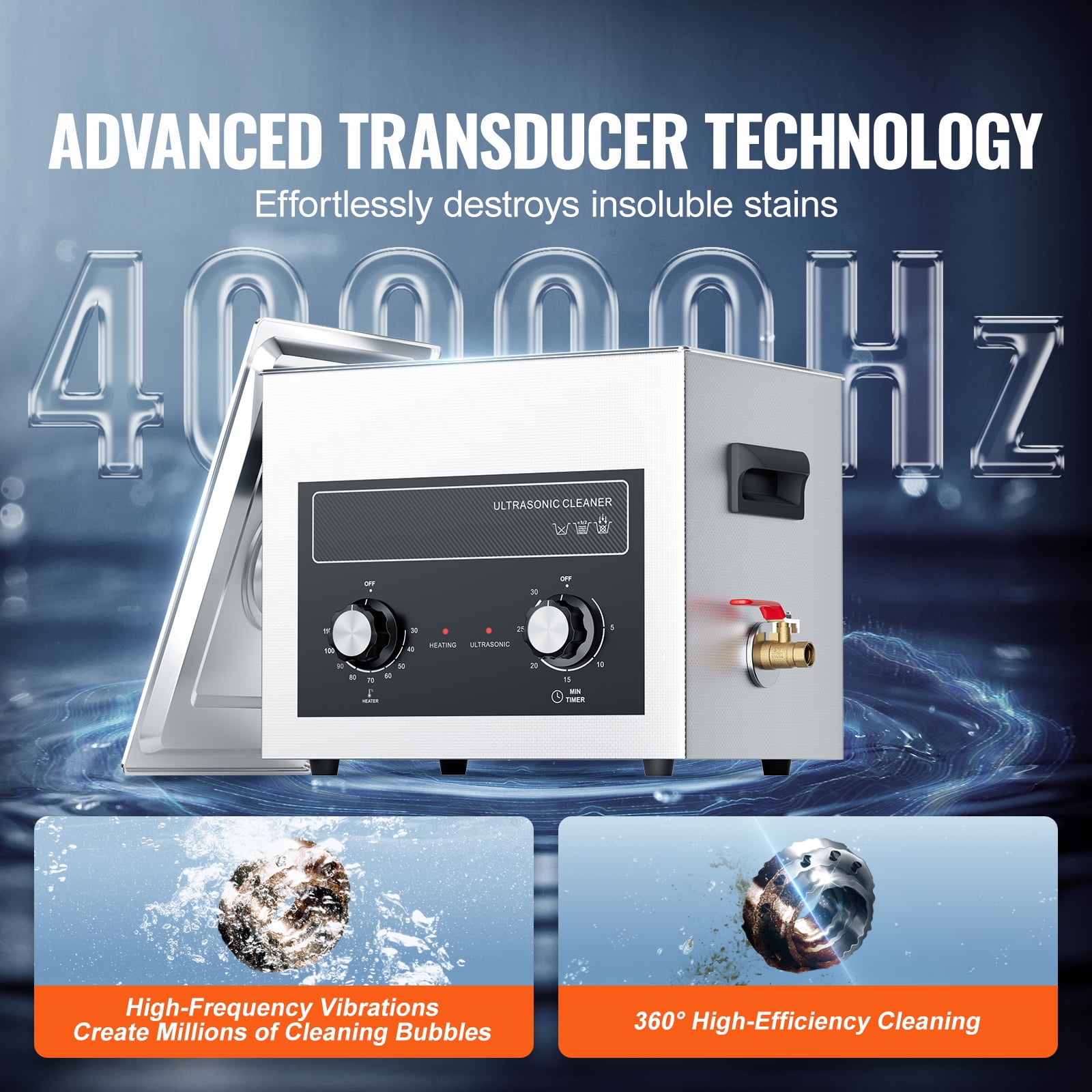 KFFKFF 10L Digital Ultrasonic Cleaning Device with Heating, Timing Functions & Basket, 240W Sonic Cleaner for Laboratory Instruments, Metal Components, Carburetors, Brass Items, Automotive & Engine
