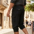 thumbnail image 4 of Tbopshirt Mens Capri Pants Cargo Pants for Men Fashion Casual High Waisted Walking with Button Solid Pockets Pants 3/4 Length Pant,M-3XL, 4 of 9