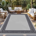 thumbnail image 2 of Black Retro Greek Key Outdoor Rug 4x6 Ft - Reversible Patio Rug Outdoor Camping Rugs, Gray Greece Ancient Farmhouse Geo Indoor Outdoor Area Rugs, Non-Slip Outdoor Carpet Runner for Deck/Porch, 2 of 8
