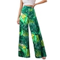 thumbnail image 2 of Palazzo Pants for Women 2026 Spring Summer Lightweight Chiffon Elastic Waist Mid Rise Wide Leg Flowy Boho Beach Pants, 2 of 9