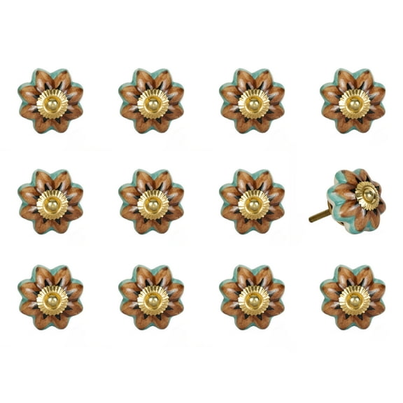 Knob-It Vintage Cabinet Drawer Knobs 12 Piece Hand Painted Colorful Decor