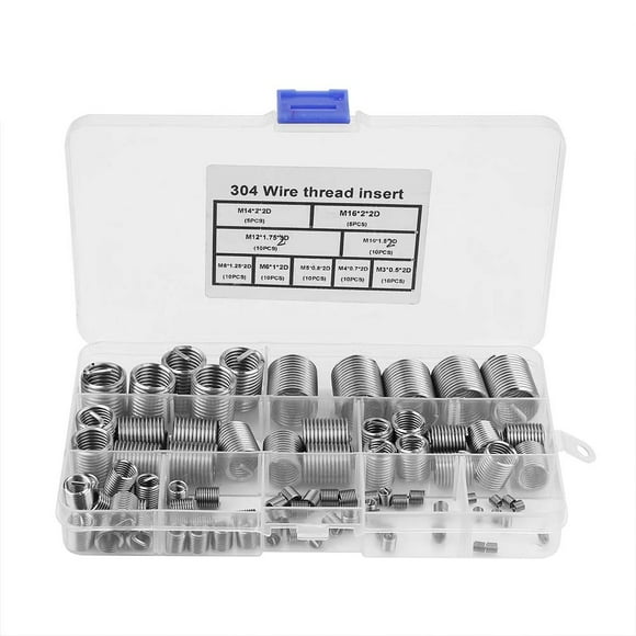 M5 M6 M8 M10 M14 M16 304 Thread Inserts Stainless Steel Threaded Repair Insert Assortment Kit Coiled Wire Helical Screw with Plastic Case