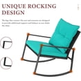 thumbnail image 3 of SUNCROWN Outdoor 3-Piece Rocking Bistro Set, Black Wicker Furniture-Two Chairs with Glass Coffee Table (Light Blue Cushion), 3 of 5