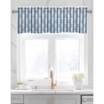 thumbnail image 2 of Blue Nautical Anchor Linen Curtain Valance for Bedroom/Bathroom/Kitchen/Office/Living/Dining Room Windows,Farmhouse Woodgrain Geometric Stripe Pocket Topper Drapes Decorative Cafe Drapery Panel 60x18, 2 of 6