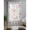 thumbnail image 2 of Sheer Curtains 108 Inches Long, Pink Rose Semi Sheer Curtains Light Filtering Window Treatment, Modern Simple Romantic Flowers Floral Leaves Privacy Voile Drapes for Living Room Bedroom 52x108 Inch, 2 of 7