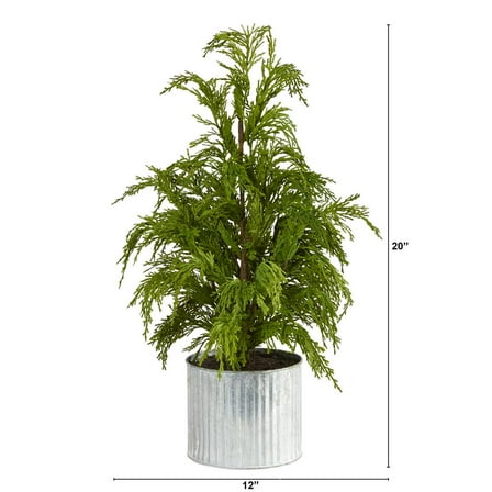 Nearly Natural 20in. Cedar Pine Natural Look Artificial Tree in Decorative Planter