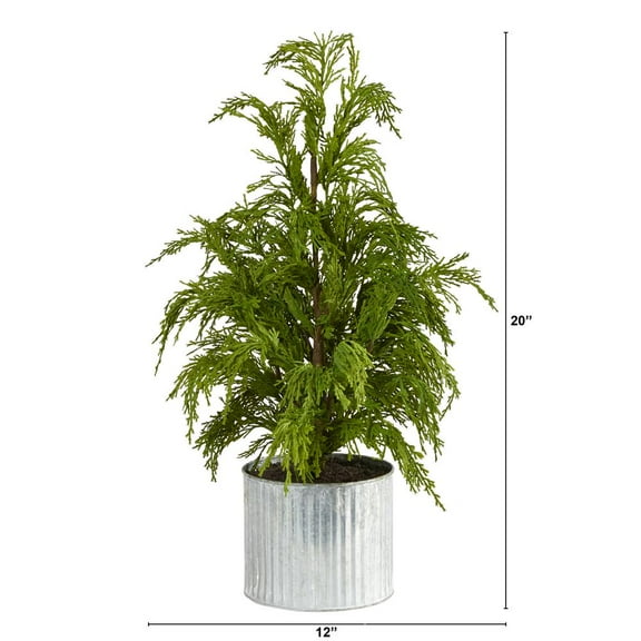 Nearly Natural 20in. Cedar Pine Natural Look Artificial Tree in Decorative Planter