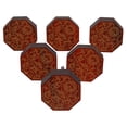 thumbnail image 1 of IBA Indianbeautifulart Boutons Rouges Gravés Lot de 10 Boutons de Porte d'Armoire en Bois Tirette de Tiroir, 1 of 3
