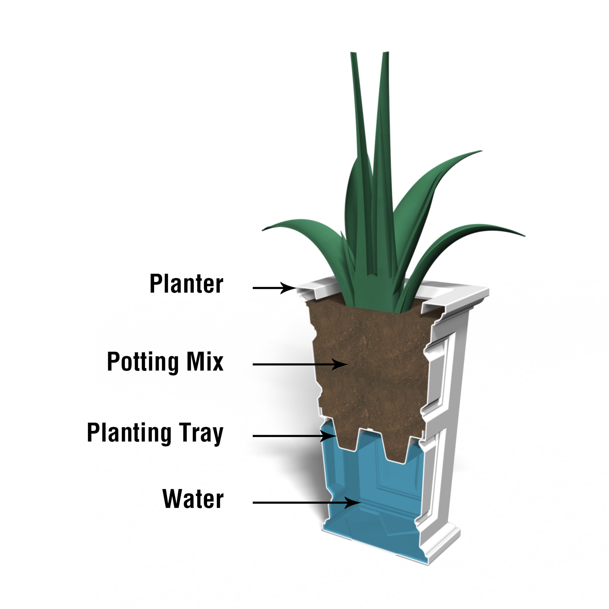 Wyndham Tall Planter - White - 2-Pack