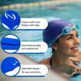 thumbnail image 5 of Opom Extra Large Swimming Cap,Waterproof Swimming Hat Anti-Silp Bathing Cap,Silicone Pool hats for Woman and Men-Blue, 5 of 6