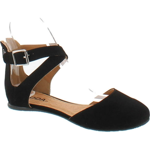 buckle strappy open toe flat sandals