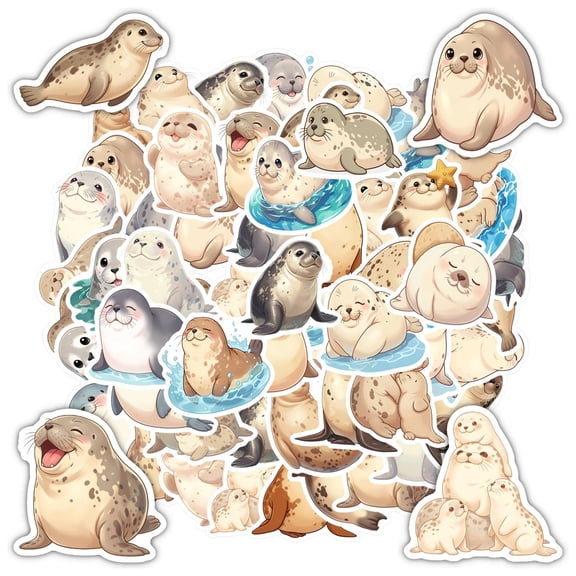 35pcs-50pcs Adorable Animal Stickers Marine Life Seal Stickers for Laptops Suitcases Notebooks