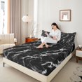 thumbnail image 4 of Castle Fairy Boys Girls Abstract Gradient Marble 4 Pieces Queen Sheet Sets,Stone Pattern Ultra Soft Flat Sheet,Black White Queen Fitted Sheet,Breathable Home Decor, 4 of 7