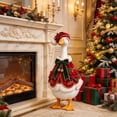 thumbnail image 4 of Luxury Poinsettia Velvet 23 inch Porch Goose Outfit Red Velvet Cape for Lawn Goose Statues Christmas Winter Patio Yard Decor, 4 of 6