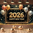 thumbnail image 7 of Gold Glitter 2026 New Year Banner Balloon Decor Happy New Year Banner Shiny Design Black Background Festive Banner for New Year Party Family Gathering Office Decoration, 7 of 7