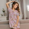 thumbnail image 3 of Naloa Seafood Print Women Nightgowns,Womens Loungewear,Short Sleeve Sleepwear,Comfy Ladies Nightdress, 3 of 6