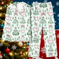 thumbnail image 4 of Womens Christmas Pajamas Bow Santa Print Long Sleeve Pajamas Sets Cute Christmas Pants 2 Piece Pj Set Pajama Party Loungewear Pj Set Soft Plaid Pants Sleepwear with Pockets, 4 of 5