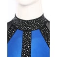 thumbnail image 6 of CHICTRY Womens Rhinestone Ballet Gymnastics Leotard Metallic Long Sleeve Rhythmic Gymnastics Dance Bodysuit Royal Blue L, 6 of 7