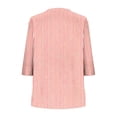 thumbnail image 7 of Sokhug Womens Striped Button Down Shirts V Neck 3/4 Sleeve Blouses Casual Loose Fit Tunic Tops with Curved Hem, 7 of 7