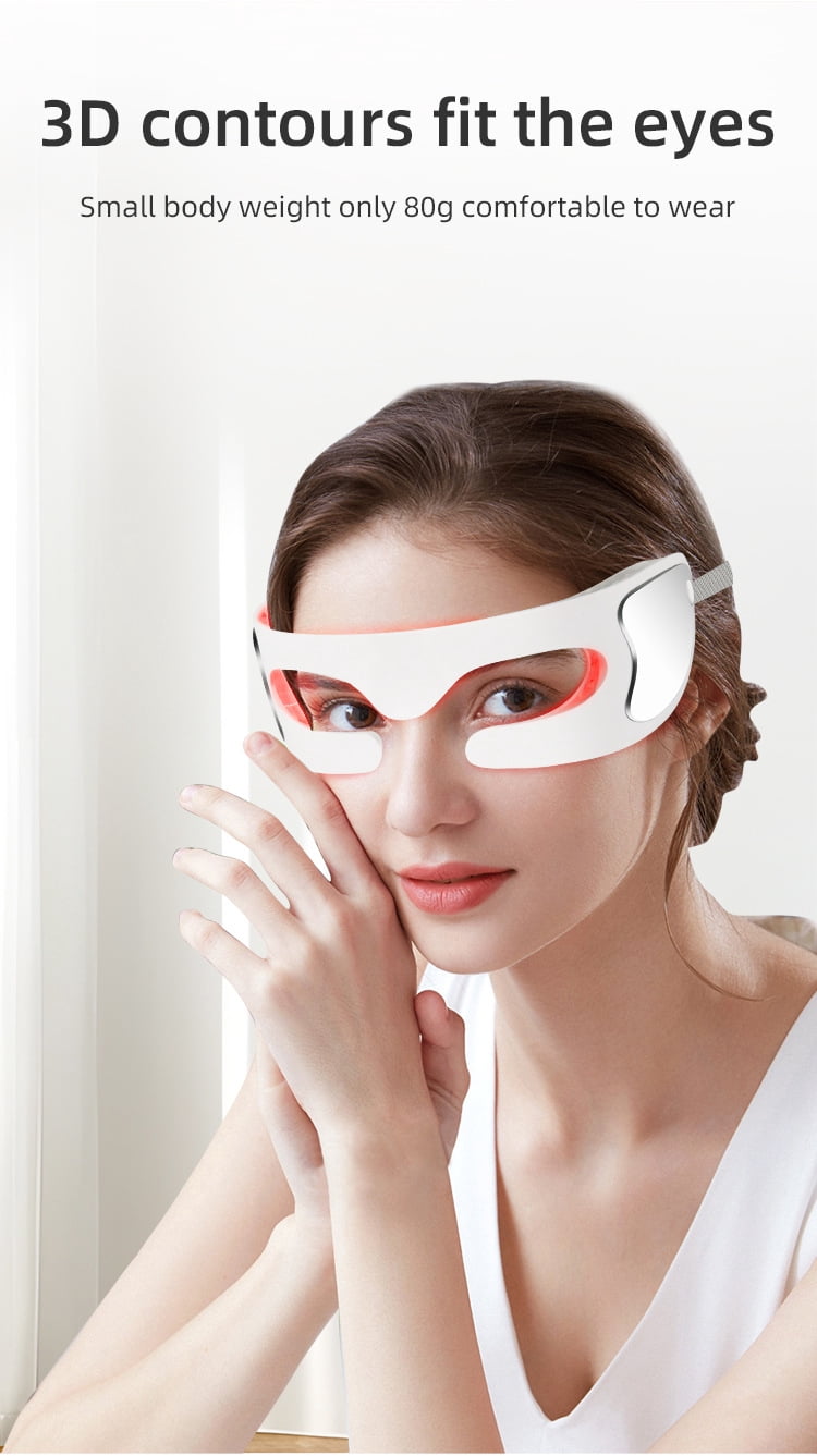 Eye Massager, 3 Modes Red Light Therapy Eye Device with Multi-Frequency Vibration for Anti-Aging, Skin Rejuvenation, Dark Circles and Wrinkles