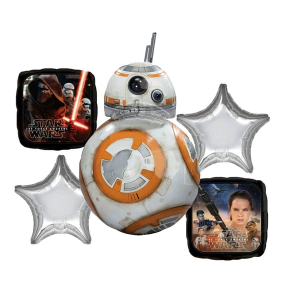 Star Wars BB8 Force Awakens Authentic Licensed Theme Foil Balloon Bouquet