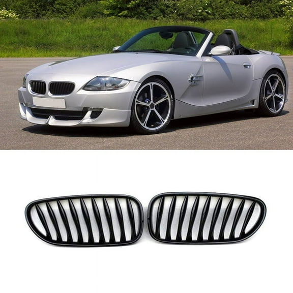 E85 Grille, Front Replacement Kidney Grill for Z Series Z4/E85 2003-2008(Gloss Black)