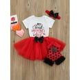 thumbnail image 3 of Kiapeise Newborn Girl Romper Skirts Outfits Short Sleeve Romper Mesh Short Skirts Headband Leg Warmers, 3 of 8