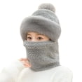 thumbnail image 2 of Tnobhg Women Winter Beanie Hat with Scarf Warm Knitted Windproof Padded Thickened Cycling Integrated Hat Scarf, 2 of 8