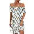 thumbnail image 1 of Moda mujer casual sexy hombro frío impresión verano manga corta vestido Fridja  bnh737, 1 of 4