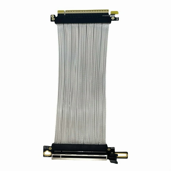 PCIe 5.0 X16 GPU Graphics Card Extension Cable PCI-E 5.0 Gen5 64GB/S Silver-Plated Cable 90°Right Angle Riser Cable 10cm