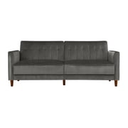 DHP Pin Tufted Transitional Futon, Gray Velvet