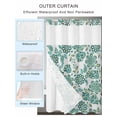thumbnail image 2 of No Hook Cloth Fabric Shower Curtain with Snap in Liner, Paisley Floral Waterproof Shower Curtains Set with See Through Top Window, Teal Boho Ethnic Vintage Tribal Bath Curtains Shower 48"x72", 2 of 6