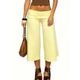 thumbnail image 5 of Fold Over Gaucho Pants for Women Foldover Solid Flowy Capri Pants Y2k Wide Leg Yoga Culottes, 5 of 6