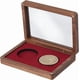 thumbnail image 1 of Estuche de exhibición para monedas de desafío, de madera con dos ranuras, rectangular, rojo, con ventana acrílica., 1 of 9