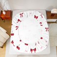 thumbnail image 4 of Manfei Sweet Bow Cherry Fitted Sheet Queen,Cute Bowtie Ribbon Bedding,3-Piece,1 Fitted Sheet and 2 Pillowcases, 4 of 6