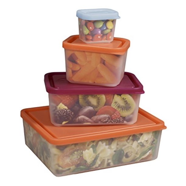 Reusable Lunch Containers Set of 4 Microwave Safe, Meal Prep Stackable Nesting Containers
