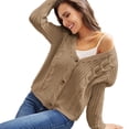 thumbnail image 3 of GRACE KARIN Women's Cable Knit Cardigan Long Sleeve V Neck Button Down Casual Sweater Coat, 3 of 8