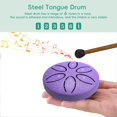 thumbnail image 2 of Rain Drum for Outside, 3 Inch 6 Notes Steel Tongue Drum Rain Chime, Chakra Drum for Rain Outdoor, Steel Drum Healing Instrument, Mini Handpan Drum Musical Instruments for Garden (Purple), 2 of 14