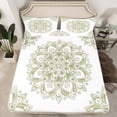 thumbnail image 2 of jejeloiu Ancient Medallion Floral Twin Sheet Sets,Boho Mandala Twin Fitted Sheet,Green White Flat Sheet For Kids,Super Cozy Room Decor,3-Piece, 2 of 7